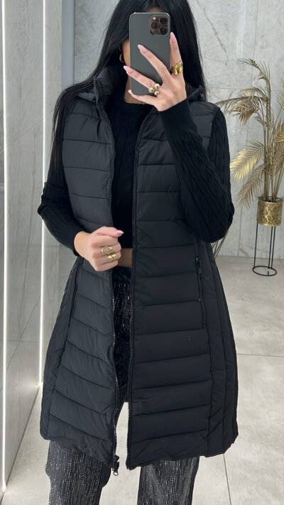 Μπουφάν Αμάνικο-2505/Μαύρο