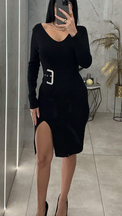 Φόρεμα Πλεκτό Αγκράφα/Μαύρο