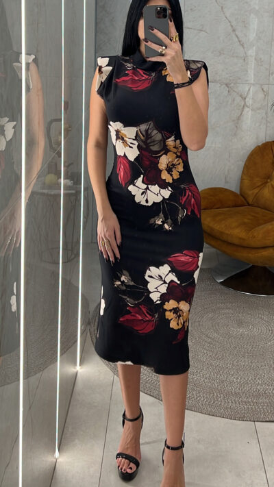 Φόρεμα floral 18300/ Μαύρο