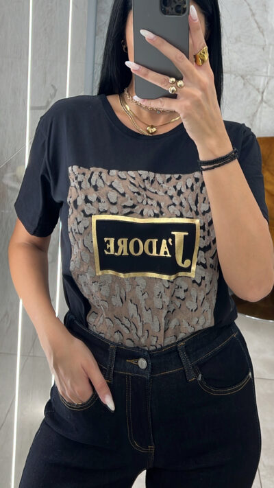 T-shirt J'adore/Μαύρο