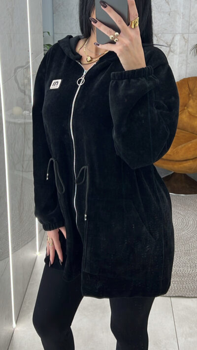 Ζακέτα Κοτλέ με Κορδόνι/Μαύρο