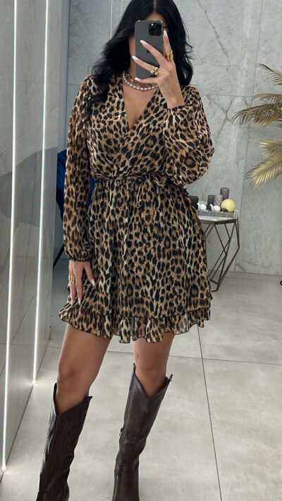 Φόρεμα Animal Κρουαζέ/Λεοπάρ