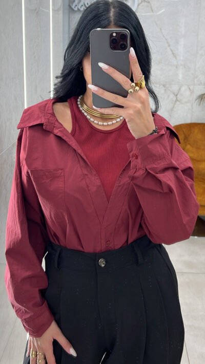 Πουκάμισο με Ενσωματωμένο Τοπ/Μπορντό