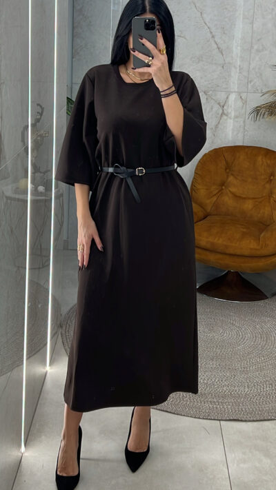 Φόρεμα Maxi με Ζωνάκι/Καφέ