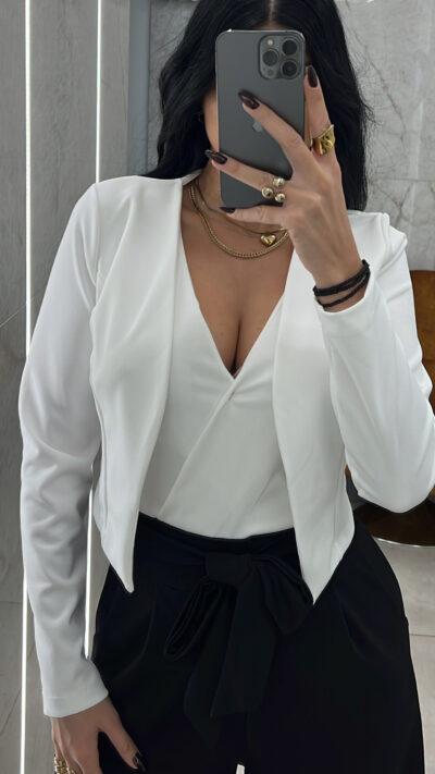 Μπολερό Κρεπ/Λευκό