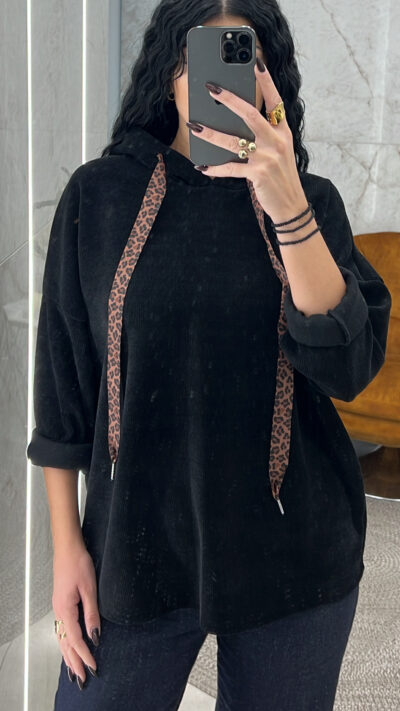 Φούτερ με κουκούλα 91084/Μαύρο