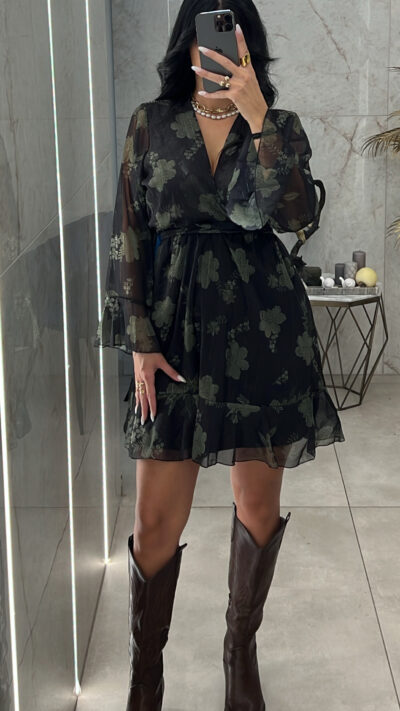 Φόρεμα Mini floral/Χακί