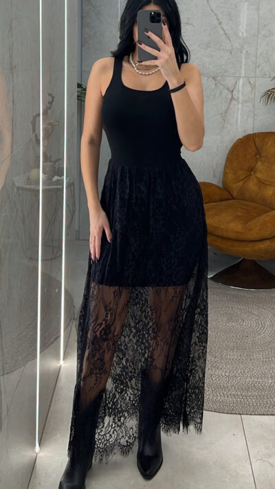 Φόρεμα με Δαντέλα 4531/Μαύρο