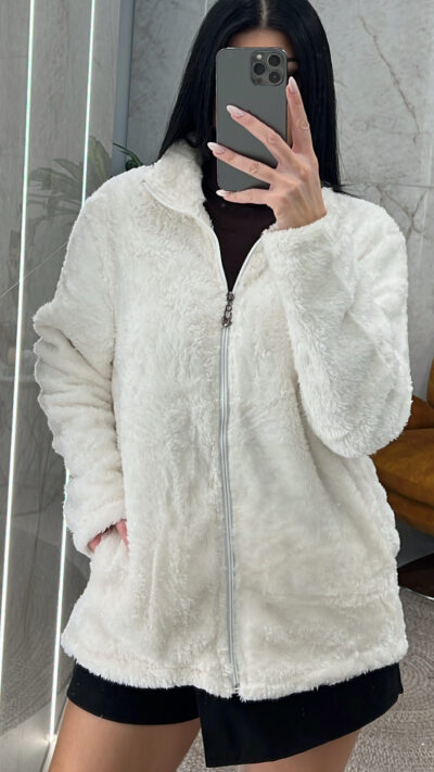 Ζακέτα Γούνινη J6151/Λευκό