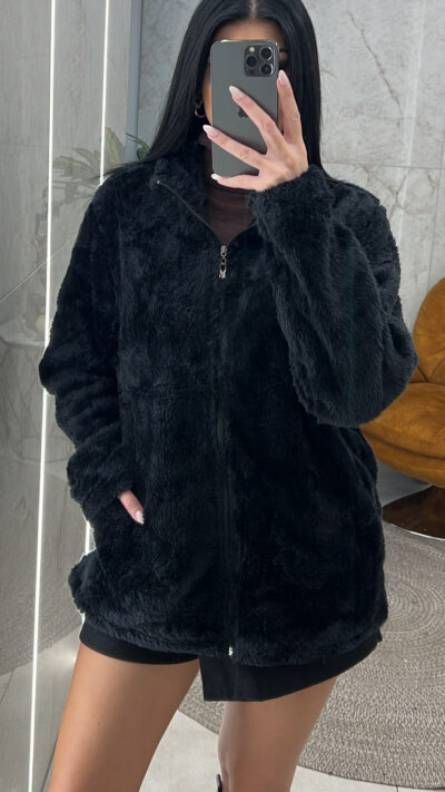 Ζακέτα Γούνινη J6151/Μαύρο