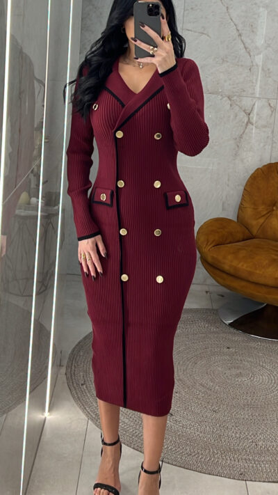 Φόρεμα Πλεκτό 18393/Μπορντώ