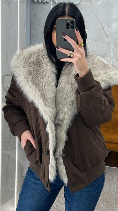 Μπουφάν διπλής όψης 75231/Καφέ