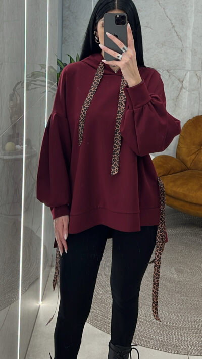 Φούτερ με animal λεπτομέρειες 4536/Μπορντό