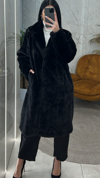 Γούνα οικολογική μακριά 21841/Μαύρη