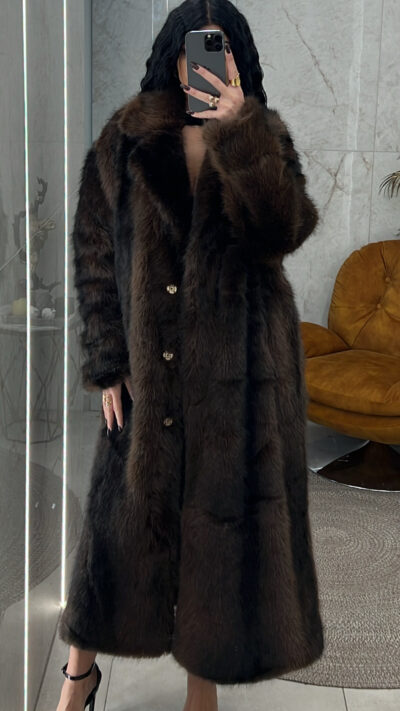 Γούνα οικολογική μακριά 22053/Καφέ