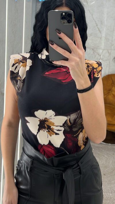 Μπλούζα floral με βάτες 18301/Μαύρο