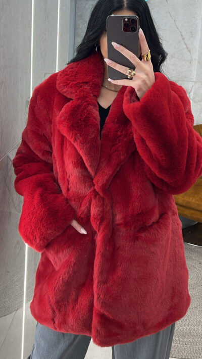 Γούνα oversized ΑΝ2009/Κόκκινο