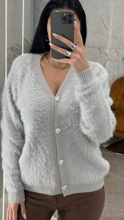 Ζακέτα Χνουδωτή 5157/Γκρι Πάγου