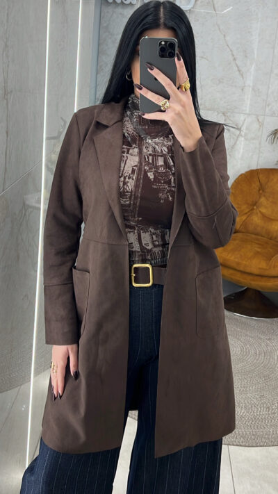 Πανωφόρι Σουέτ 90789/Καφέ