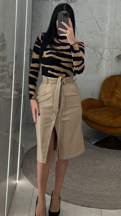 Φούστα Δερματίνη 0301/Μπεζ