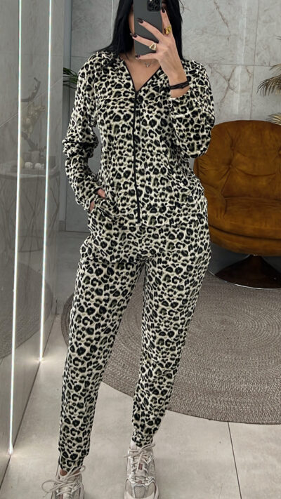 Σετ Φόρμας Λεοπάρ Βελουτέ 8239/Πράσινη