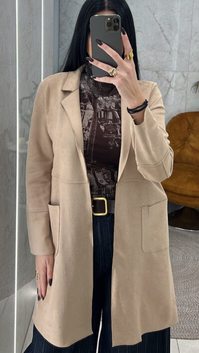 Πανωφόρι Σουέτ 90789/Μπεζ