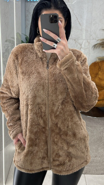 Ζακέτα Γούνινη J6151/Κάμελ