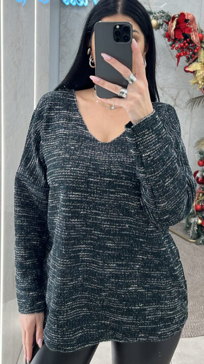 Μπλούζα Πλεκτή με ασημοκλωστή 12159/Κυπαρισσί