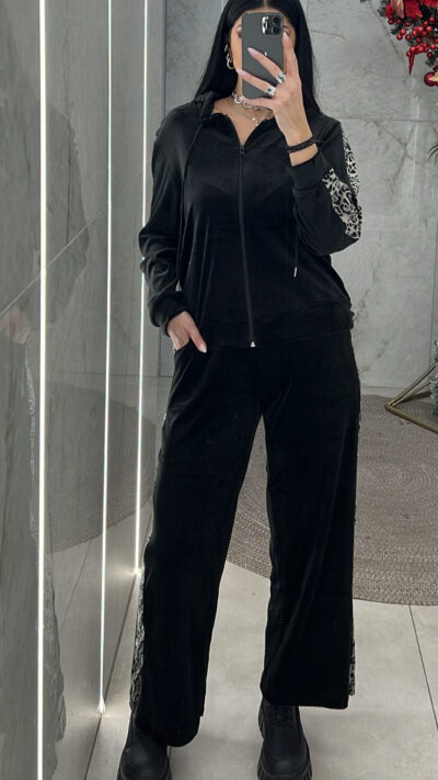 Σετ Βελουτέ με Λεοπάρ Ρίγα 10009/Μαύρο