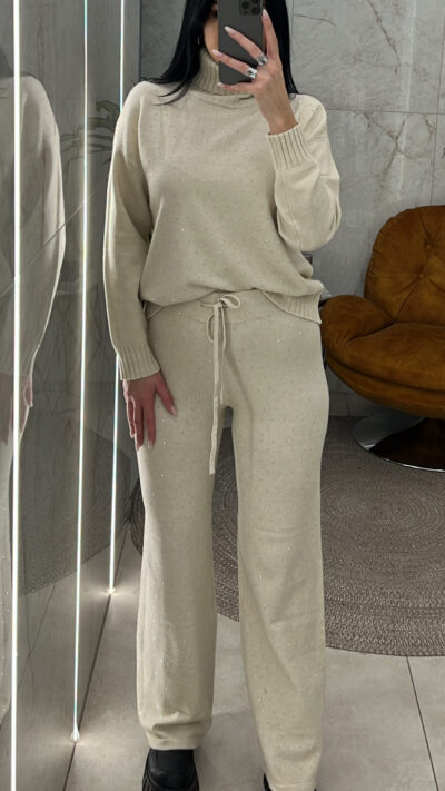 Πλεκτό Σετ Στρας-9217/Εκρού