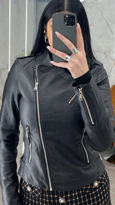 Τζάκετ Δερματίνη-595/Μαύρο