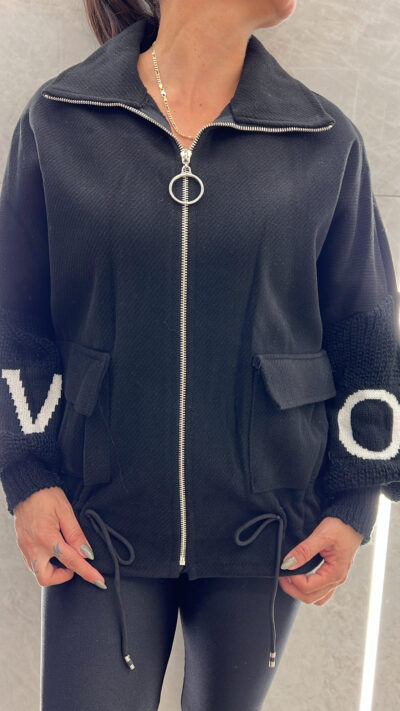 Ζακέτα τσόχα 3534/Μαύρο