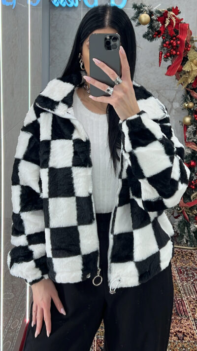 Ζακέτα καρό ασπρόμαυρη