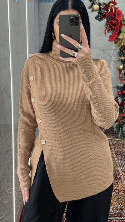 Μπλούζα πλεκτή ζιβάγκο 3009/Μπεζ