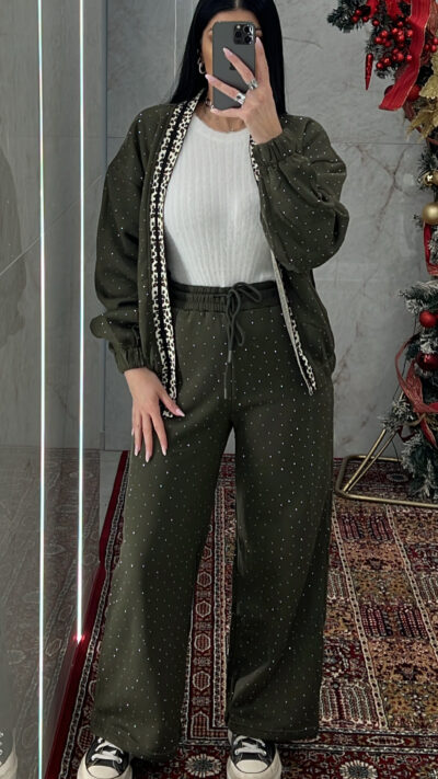 Σετ Φόρμας με Στρας RT723/Χακί