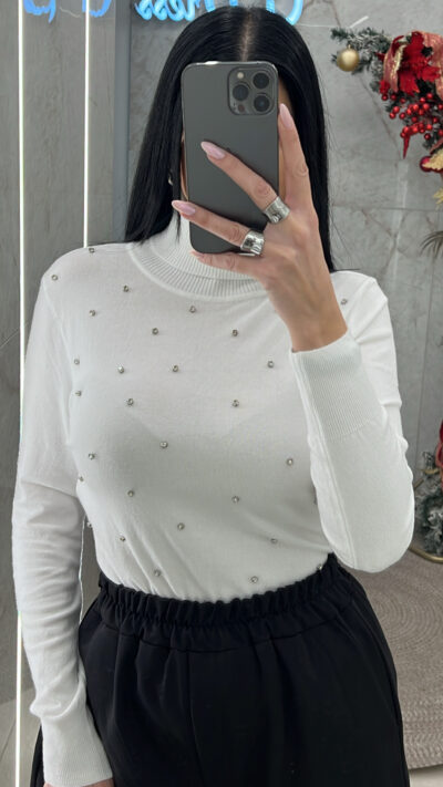 Μπλούζα Ζιβάγκο με Στράς 505/Λευκό