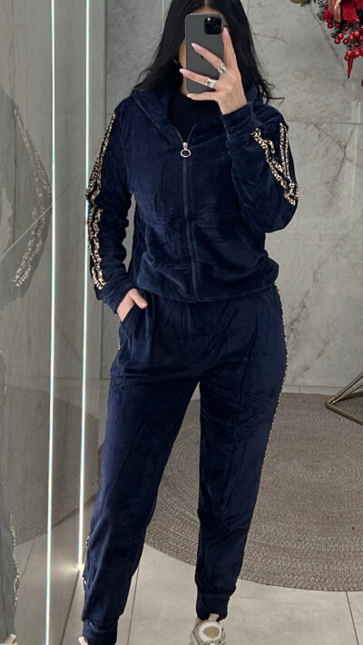 Σετ βελουτέ με animal λεπτομέρειες 09033/Μπλε