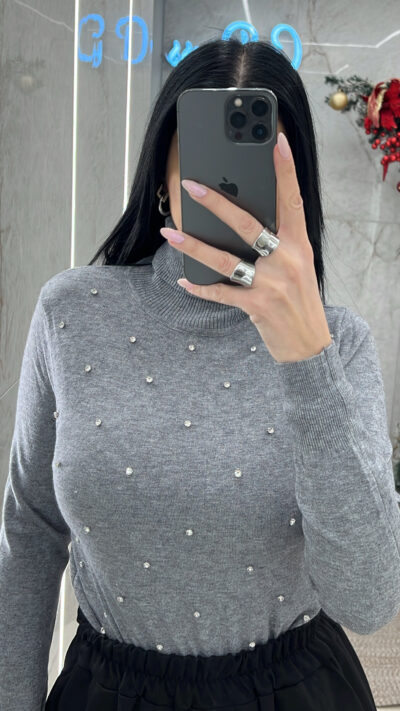 Μπλούζα Ζιβάγκο με Στράς 505/Γκρι