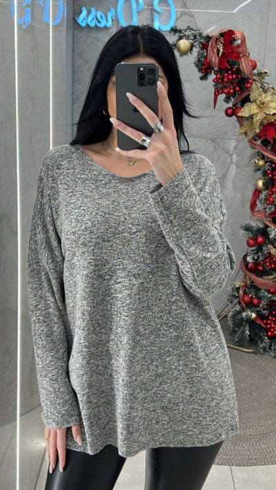 Μπλούζα με Ασημοκλωστή 3377/Γκρι