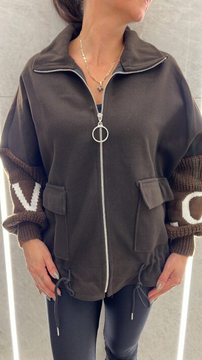 Ζακέτα τσόχα 3534/Καφέ