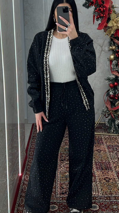 Σετ Φόρμας με Στρας RT723/Μαύρο