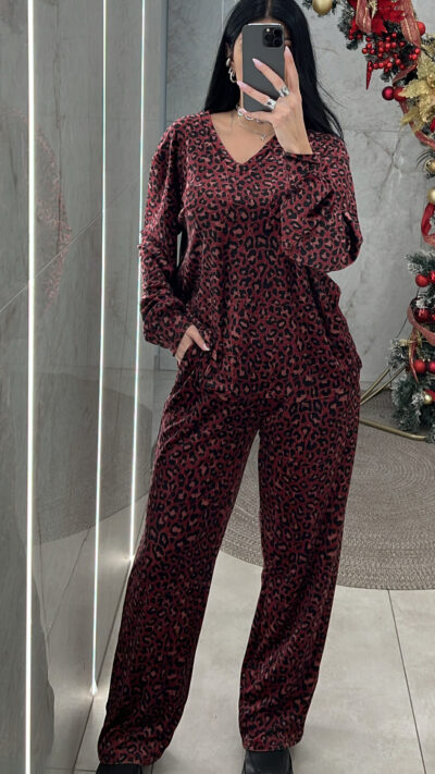 Σετ Βελουτέ Animal Print 02481/Μπορντώ