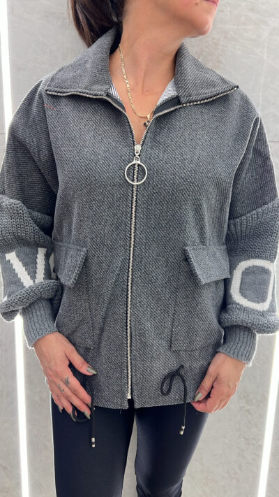 Ζακέτα τσόχα 3534/Γκρι σκούρο