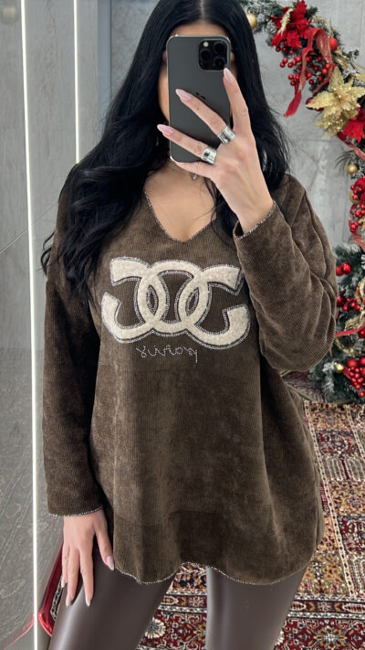 Μπλούζα Βελουτέ 5237/Καφέ
