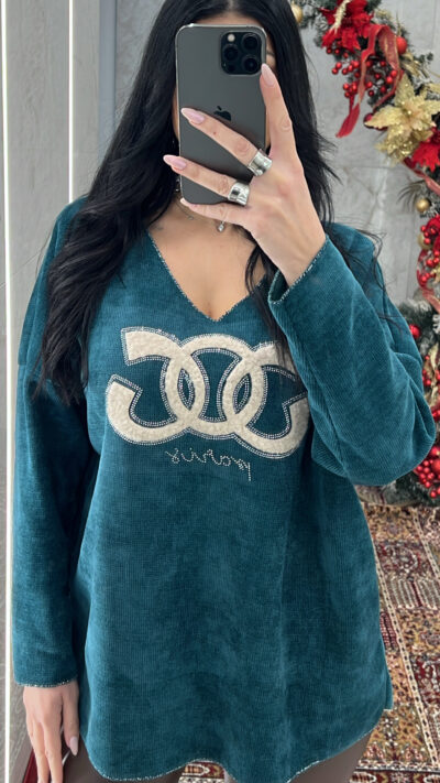 Μπλούζα Βελουτέ 5237/Πετρόλ