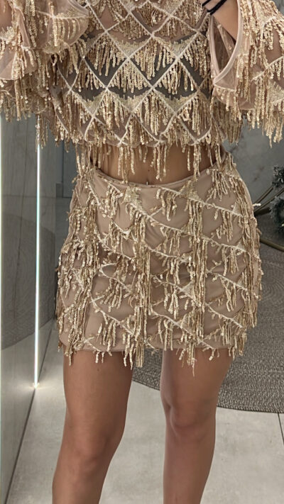 Τοπ Διάφανο με κρόσσια παγιέτας 6253/Χρυσό