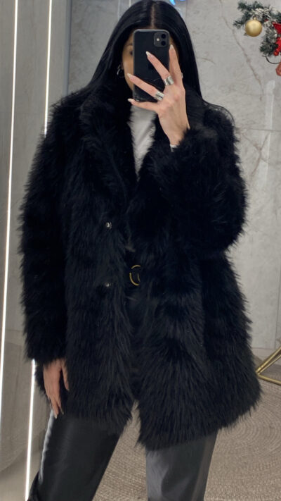 Γούνα oversized 24861/Μαύρη