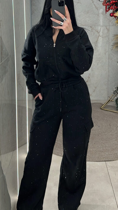 Σετ Φόρμας με διακριτικό γκλίτερ RT752/Μαύρο