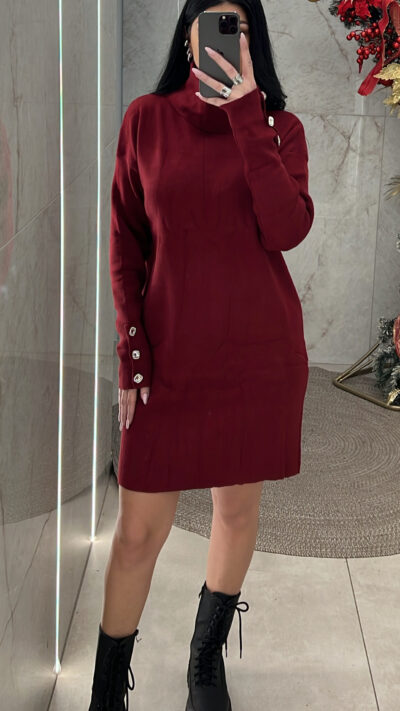 Φόρεμα Πλεκτό Ζιβάγκο 478321/Μπορντώ