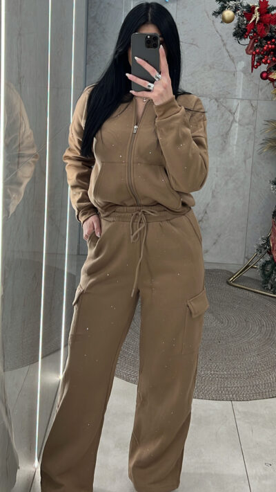 Σετ Φόρμας με διακριτικό γκλίτερ RT752/Κάμελ